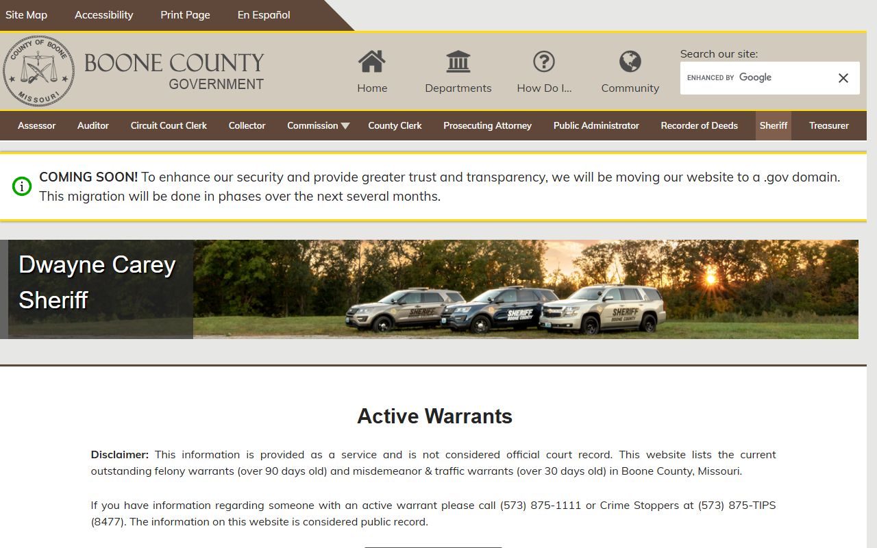 Boone County jail bookings page showing recent arrests and booking releases
