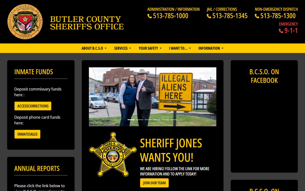Butler County Sheriff's website showing booking releases and jail roster