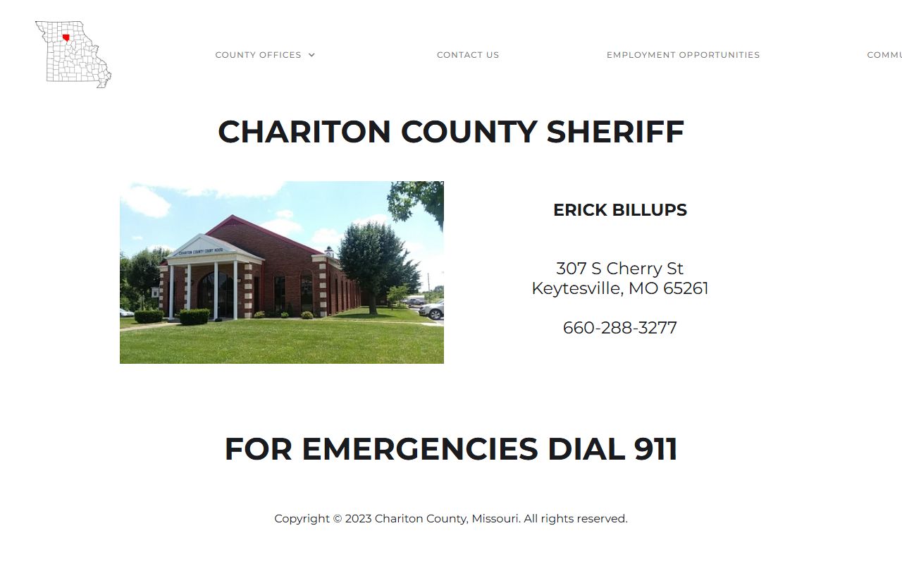 Chariton County Sheriff website for booking release information