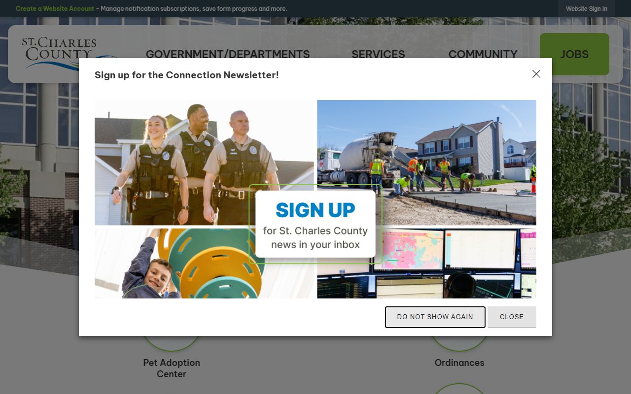 St. Charles County government portal for booking releases and court records